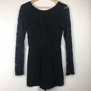 BLACK long sleeve lace romper